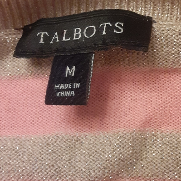 Talbots peach & gold striped sweater - Picture 6 of 7